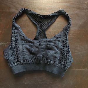 Black distressed sports bra